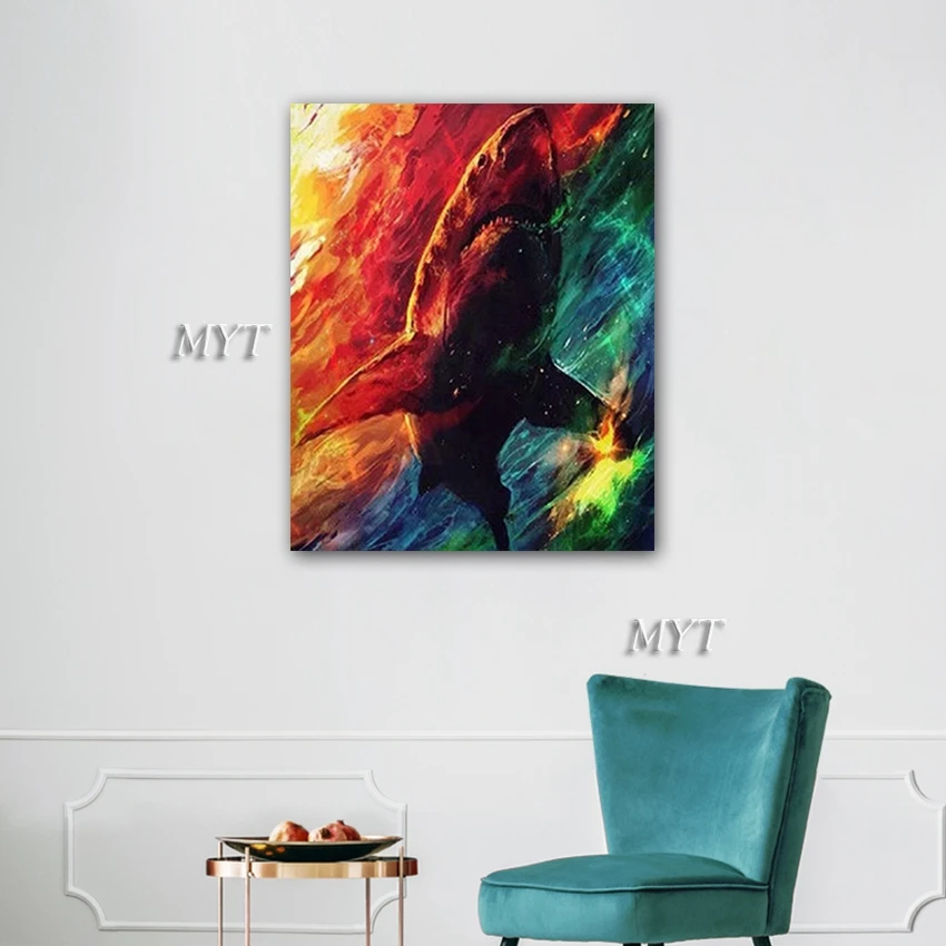 Pure Hand-painted Abstract Shark Oil Painting Wall Canvas Art Acrylic Paintings Home Decoration Hangings Pictures Artwork | Дом и сад