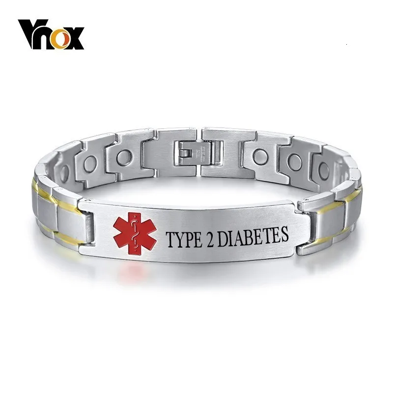 Vnox Бесплатная гравировка магнитные браслеты для женщин и мужчин нержавеющая
