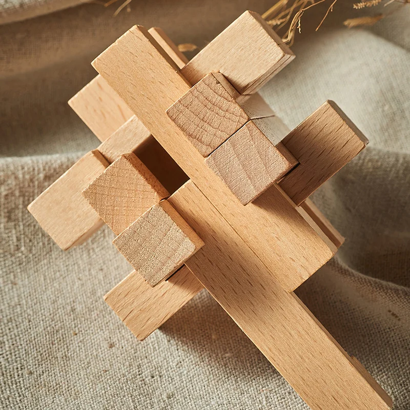 

Hot Selling Puzzles 3D Brain Teaser Wooden Interlock Toy Set Kids Game Education for Children LBV