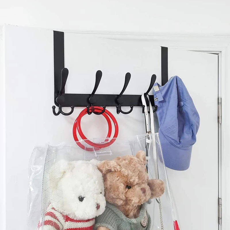 

Over the Door Hook: Door Hanger Hook Rack with 5 Tri Hooks for Hanging Coats, Door Towel Rack Towel Hanger Door