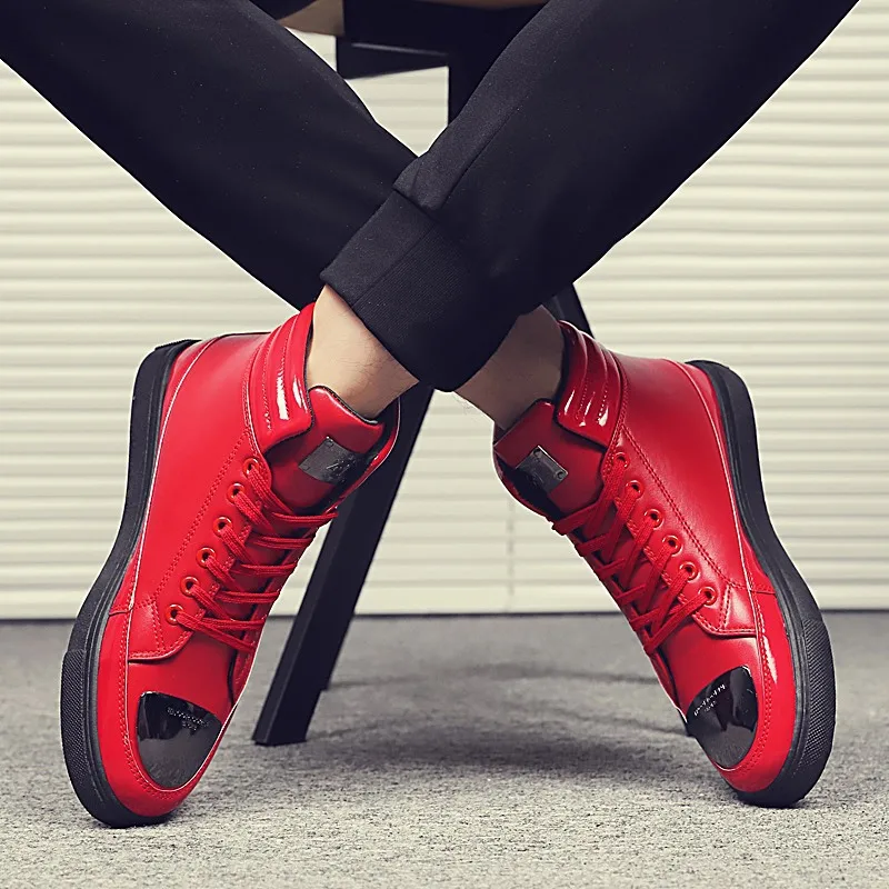 Модные уличные кожаные красные туфли zapatos De Hombre черные повседневная обувь