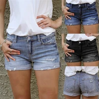 vintage ripped hole fringe blue jeans denim shorts women casual button pocket jeans shorts 2021 new style ripped denim short