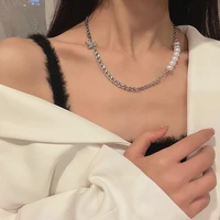 imitation pearl beaded zirconia butterfly choker necklace goth thick link chain necklaces kpop fashion women party jewelry