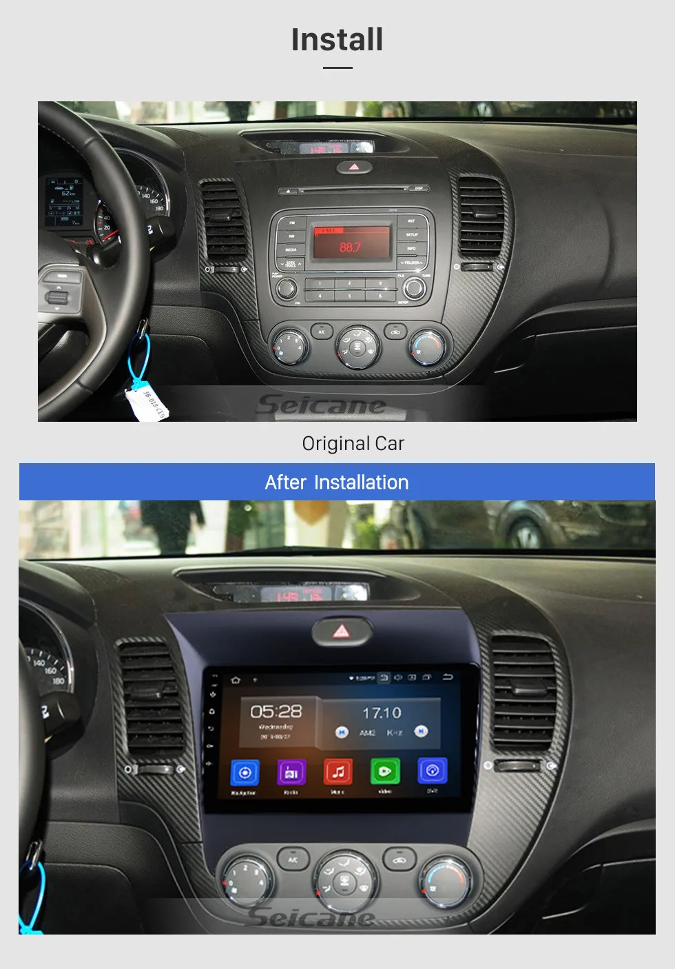 Seicane Android 9,0 ips 8-ядерный 9-дюймовый автомобильный радиоприемник для 2013 Kia k3 gps навигационная поддержка OBD2 давления воздуха в шинах зеркало заднего вида Камера