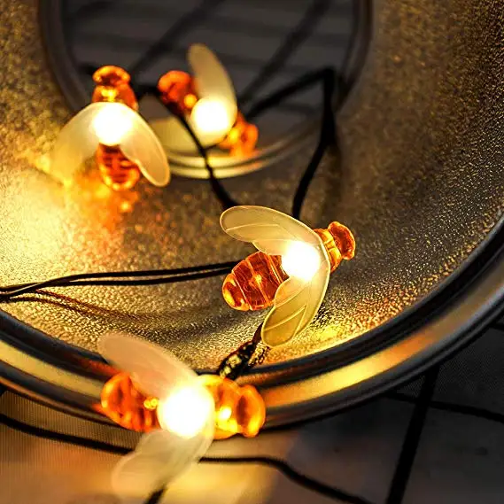 Солнечные гирлянды 20LED Открытый водонепроницаемый имитация меда пчелы декор для сада рождественские украшения теплый белый