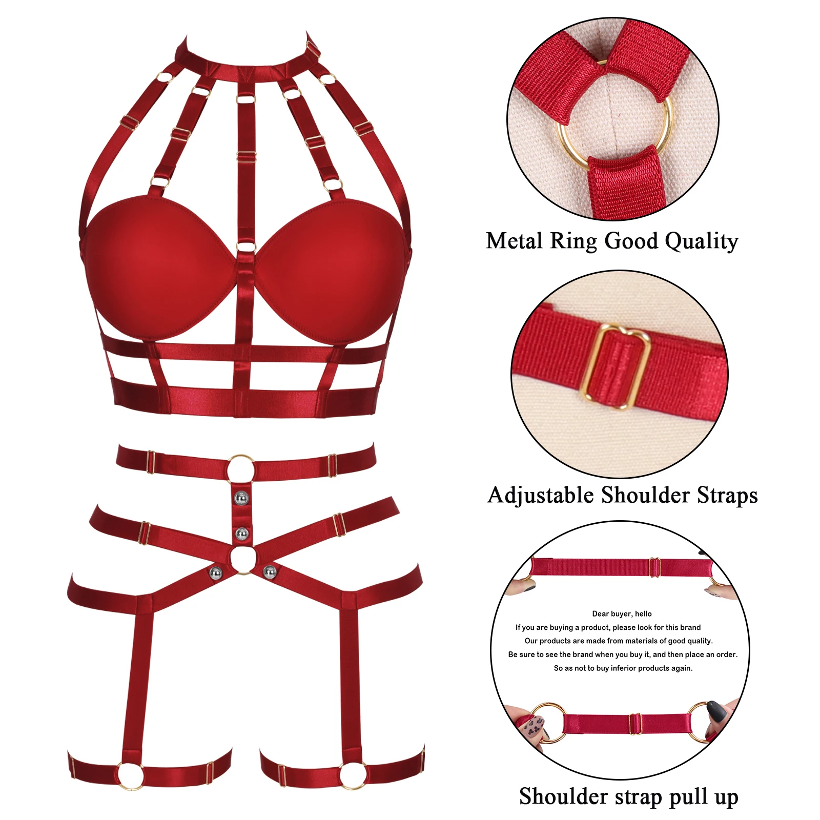 

Bondage Full Boby Set Pastel Gothic Style Package Chest With Bra Cup Wedding Garter Accessories Harness For Women Belt Lingerie