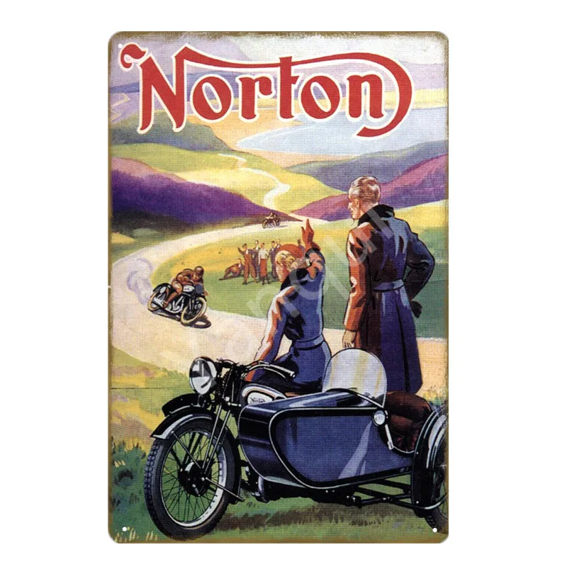 Racer Norton Motorcycle металлический плакат жестяные знаки для паба автомобиля клуба бара гаража магазина домашний декор настенная живопись Carft подарок YI-065 - Цвет: NEW0277AI