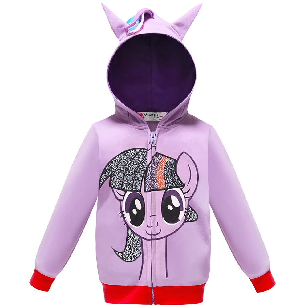 

Spring Kids Girls jacket Rainbow Coat New Kids Girls Little Pony Unicorn Children baby Girls Hooded Children's Clothes
