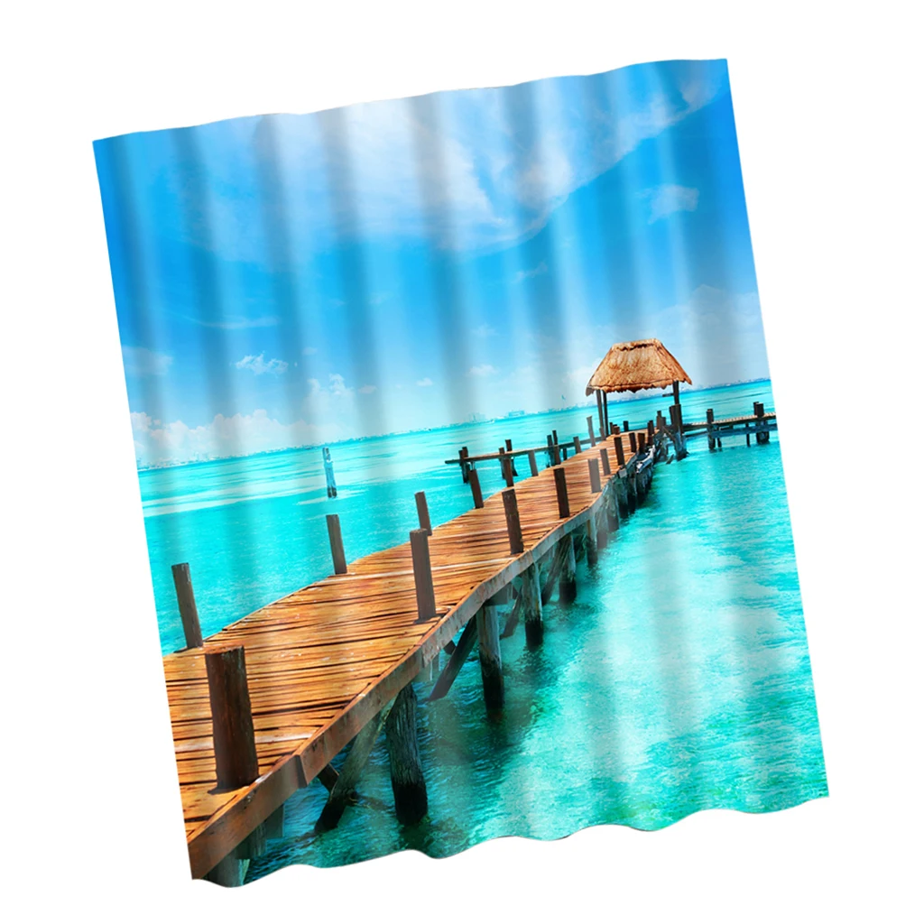 

Bathroom Fabric Shower Curtain Include 12 Hooks Set Water Resistant