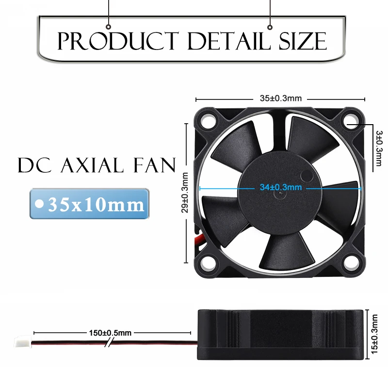 

Gdstime 2 Pieces 35x35x10mm 35mm 3510 5V 12V 24V Brushless DC Cooling Cooler Fan 35mmx35mmx10mm 3.5cm Axial Mini Radiator Fan