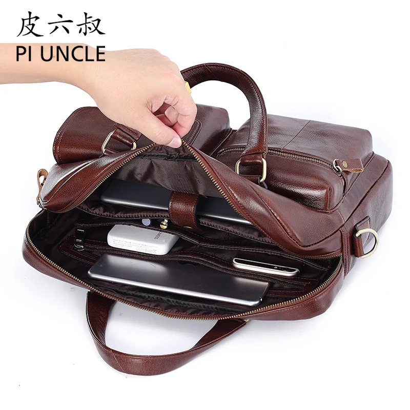 New Luxury Cow Genuine Leather Business Men's Briefcase Male Shoulder Bag Messenger Tote Computer Handbag | Багаж и сумки