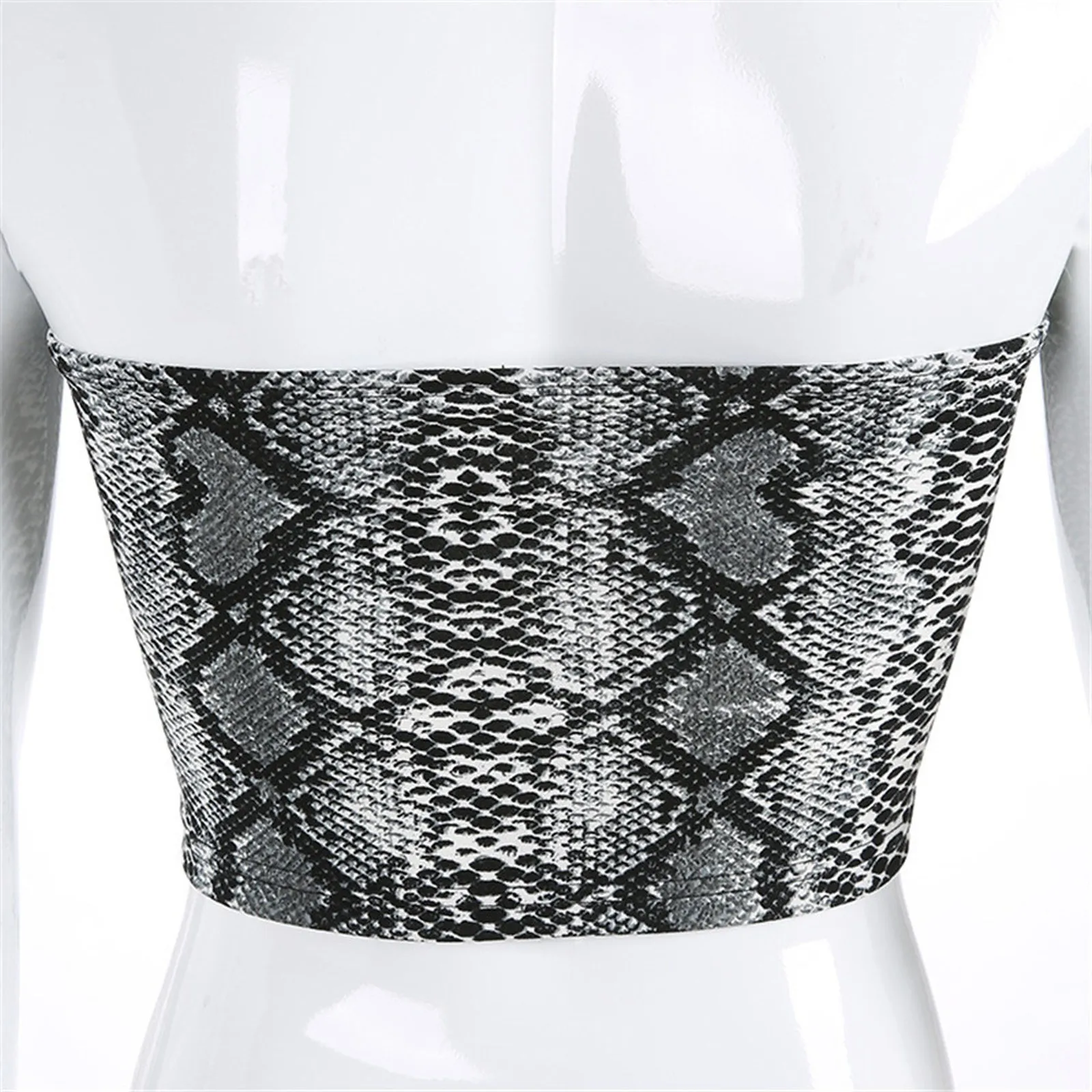 

Fashion Womens Snakeskin Leisure Print Zipper Brassiere Casual Loose Tops
