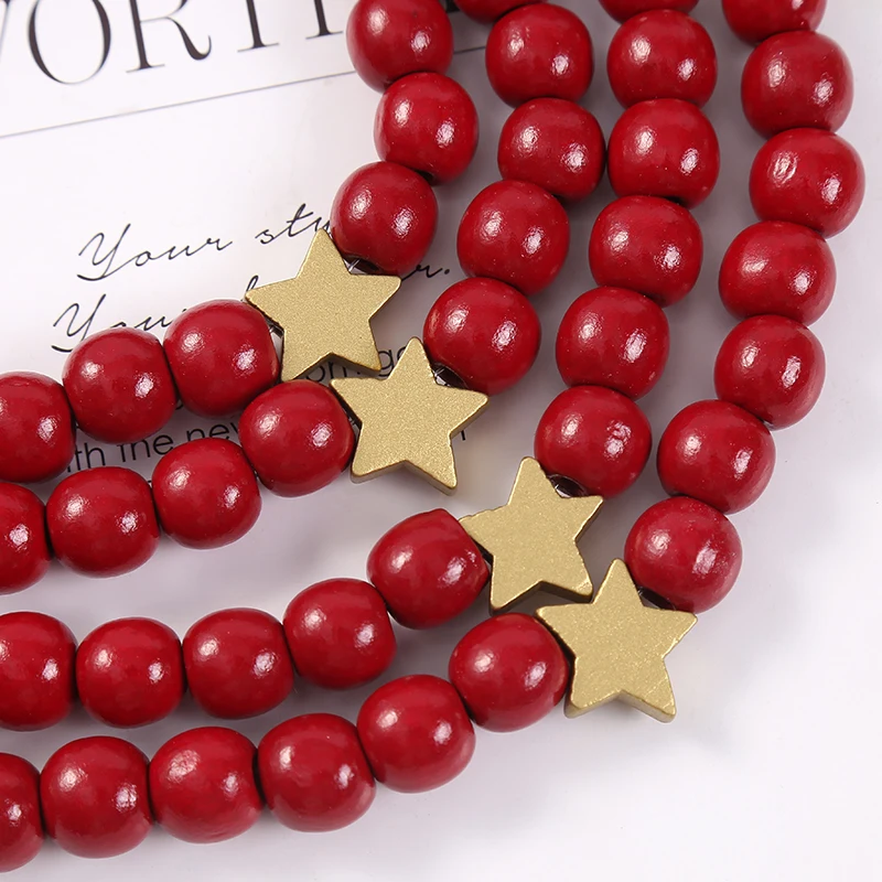 Новинка рождественские деревянные подвесные бусины круглые индивидуальные