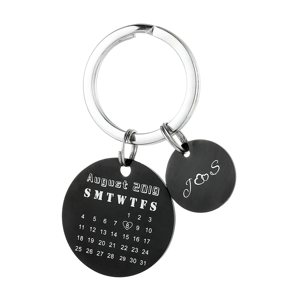 

Customized Engraved Calendar Keychains Personalized Date Keychain Key Ring Key Chain Lover Gifts Stainless Steel Women Jewelry