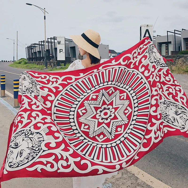 Летние шарфы из хлопка и льна в этническом стиле Женская шаль пашимины пляжное