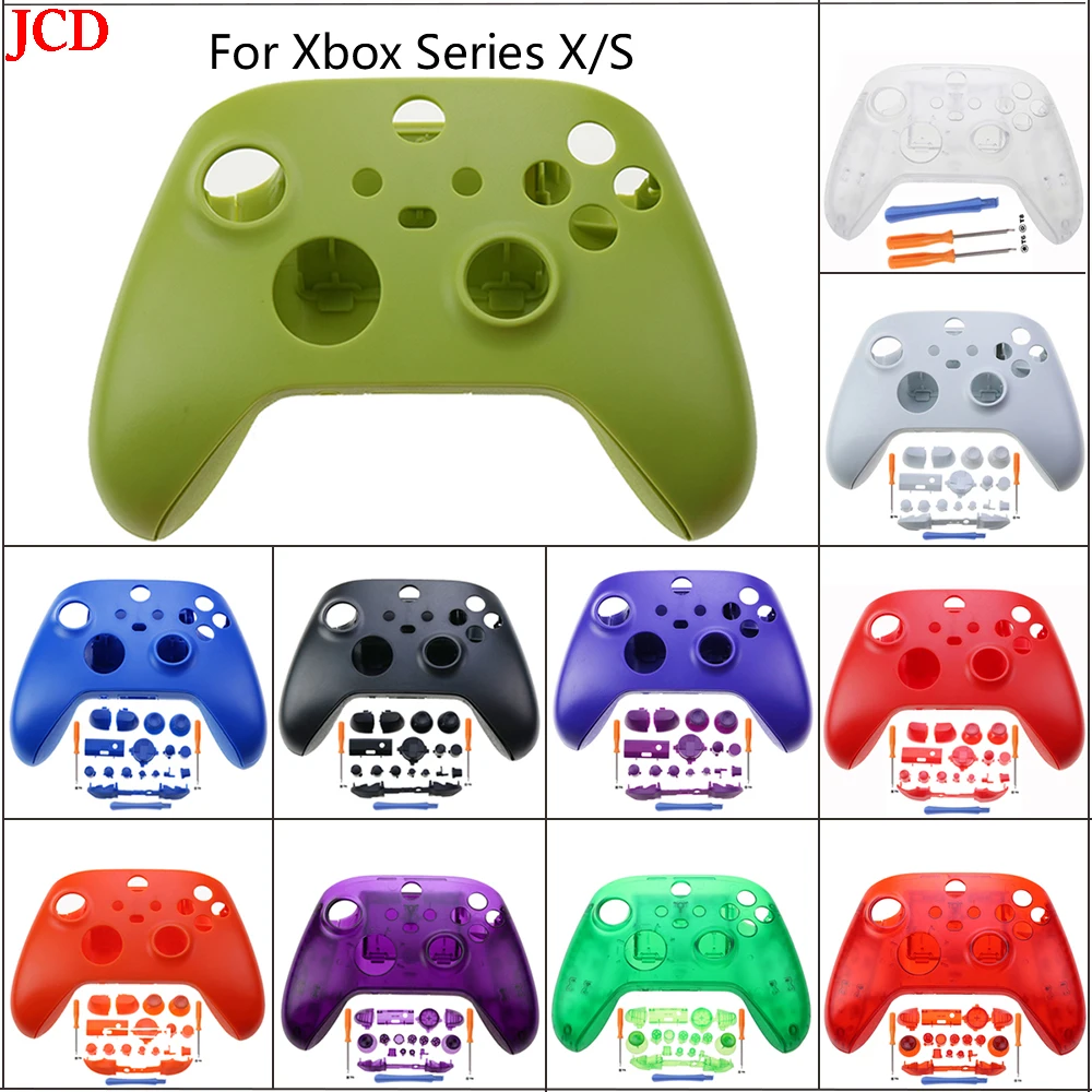 

JCD 1 Набор защитных чехлов для контроллера Xbox серии X S. Спереди после чехла и полный набор кнопок и инструментов
