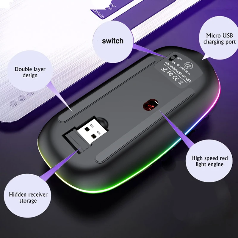 Мышь Компьютерная A20 аккумуляторная беспроводная Бесшумная USB 2 4 ГГц | Компьютеры