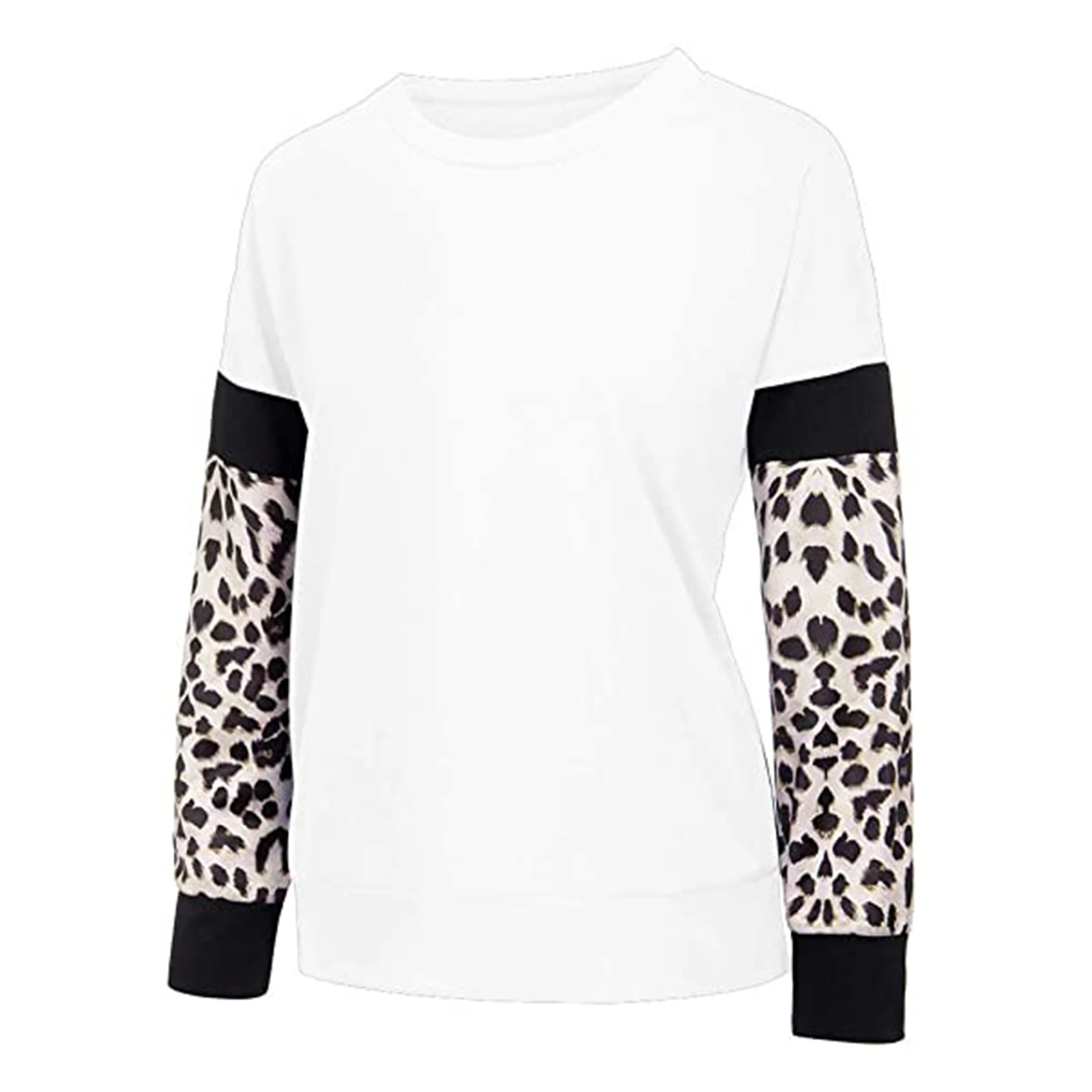 

Sweatshirt for Women Long Sleeve Popular Leopard Patern Round Neck Loose FOU99