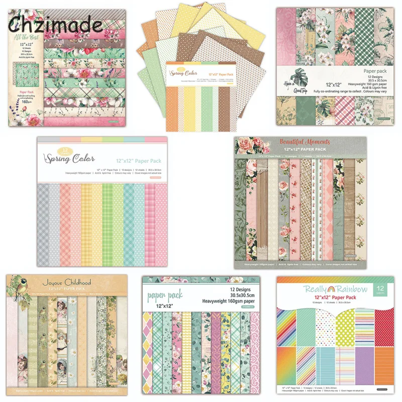 

Chzimade 12 листов цветочных бумажных упаковок для скрапбукинга искусственная бумага для изготовления открыток рукоделие для скрапбукинга иск...