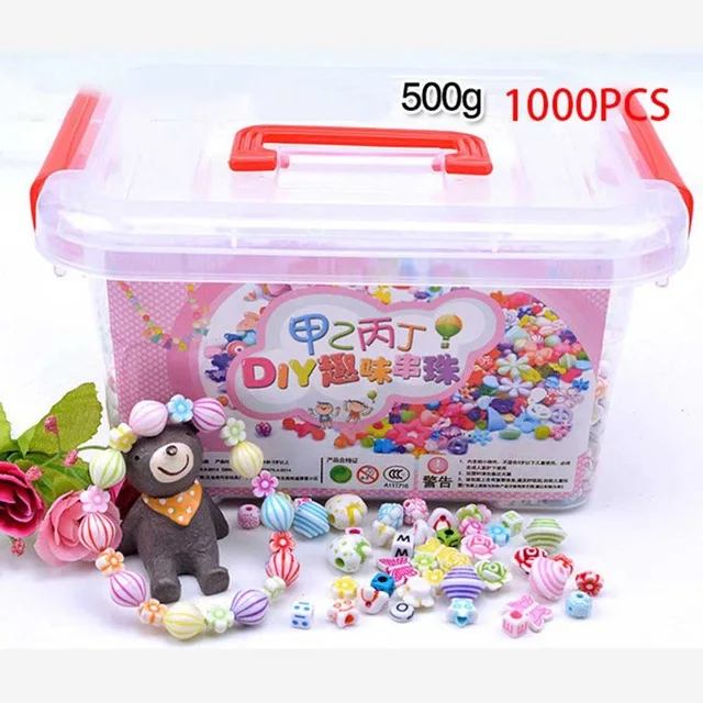 1000 шт DIY бусины игрушки для детей с коробкой для хранения ручной работы развивающий Творческий браслет ювелирные изделия для девочек Изготовление ювелирных изделий игрушки подарок