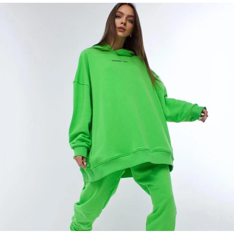 

Women's Fashion Hooded Sports Tracksuit Autumn Winter Leisure Sweater Set Long Sleeve Solid Two-piece Set Women Clothing Set