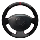 Чехол рулевого колеса автомобиля DIY черная натуральная кожа для Renault Megane 2 2003-2008 Scenic 2 2003-2010 Kangoo 2008-2012