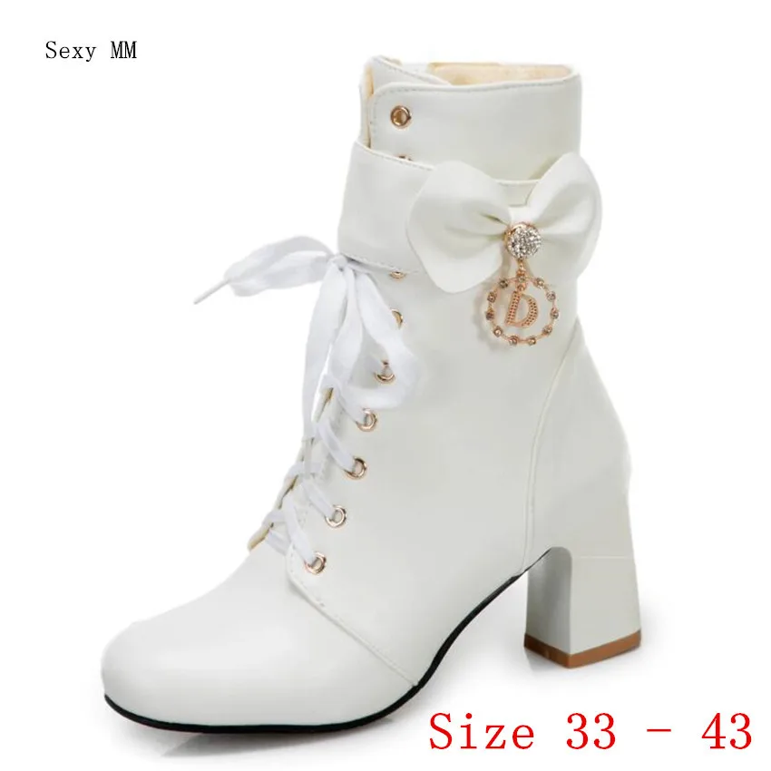 

Spring Autumn High Heels Ankle Boots Women Short Boots Ladies Shoes botas botte femme Small Plus Size 33 - 40 41 42 43