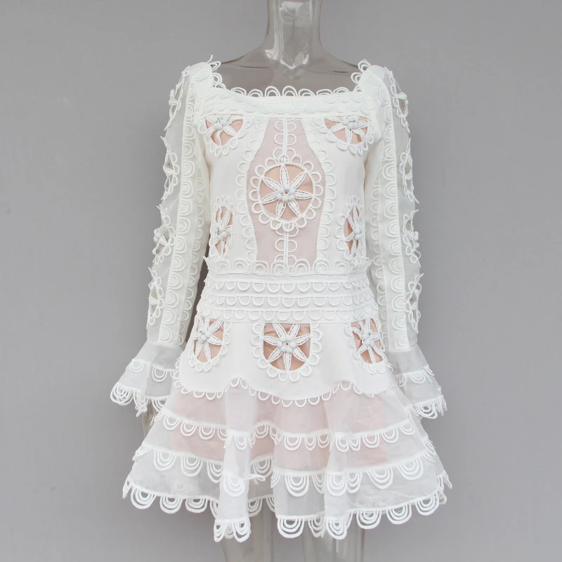 white TWOTWINSTYLE платье с цветочным рисунком, с вырезом лодочкой, с расклешенными рукавами, Драпированное мини-платье русалки, большие размеры, Весенняя модная новая одежда - Цвет: white