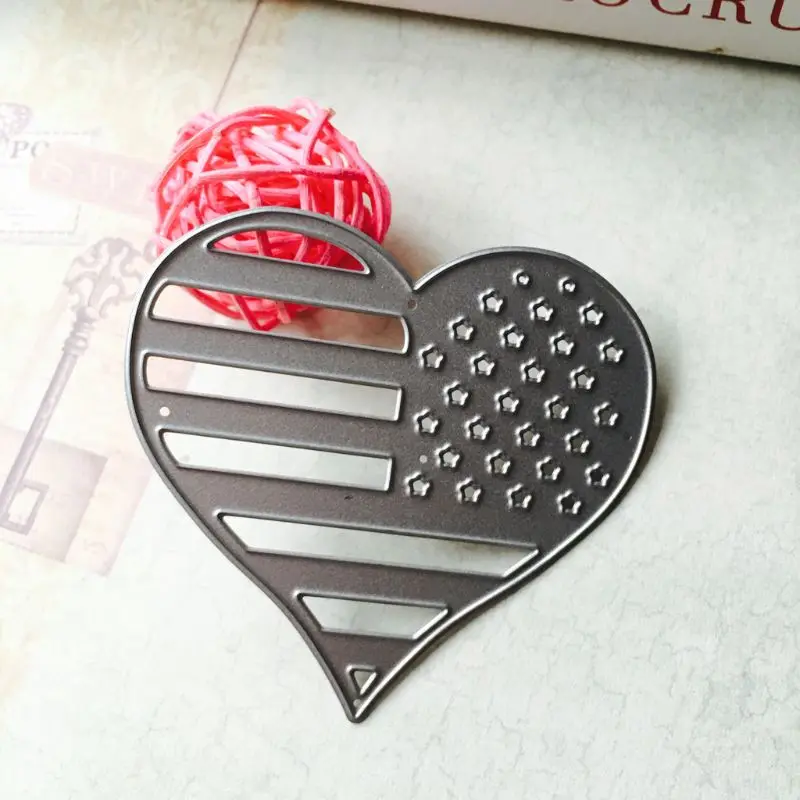 Национальный флаг сердце металлические режущие штампы трафарет для