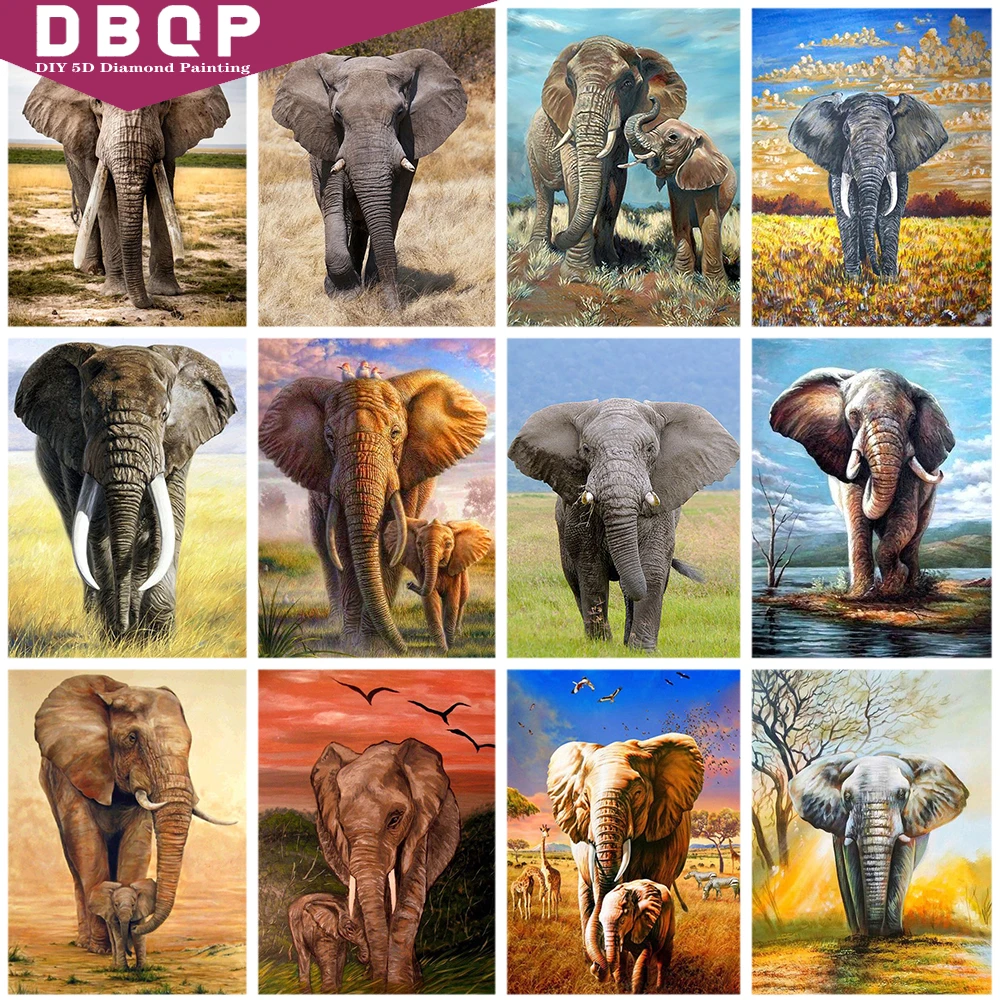 

Miaodu 5D DIY Diamond Painting Elephant Full Round Diamond Embroidery Animals Mosaic Rhinestone Pictures Home Decor Art