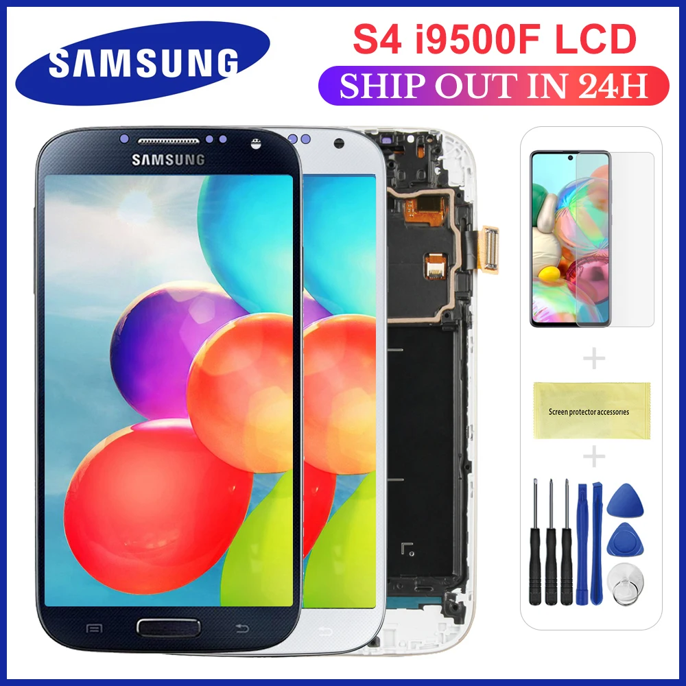 5 0 ''ЖК-дисплей i9500 для SAMSUNG Galaxy S4 ЖК-дисплей с рамкой GT-i9505 i9505 i337 i9515 сенсорный