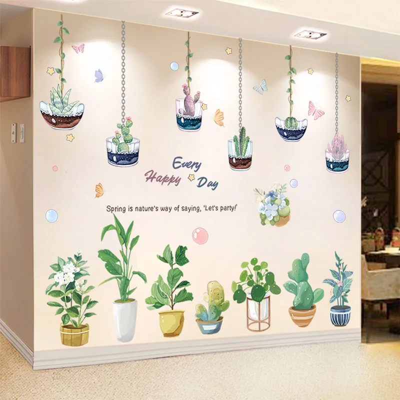 

Potted Plant Wall Sticker PVC Material DIY Pot Culture Wall Decals for Living Room Kitchen Nursery Home Decoration Accessories