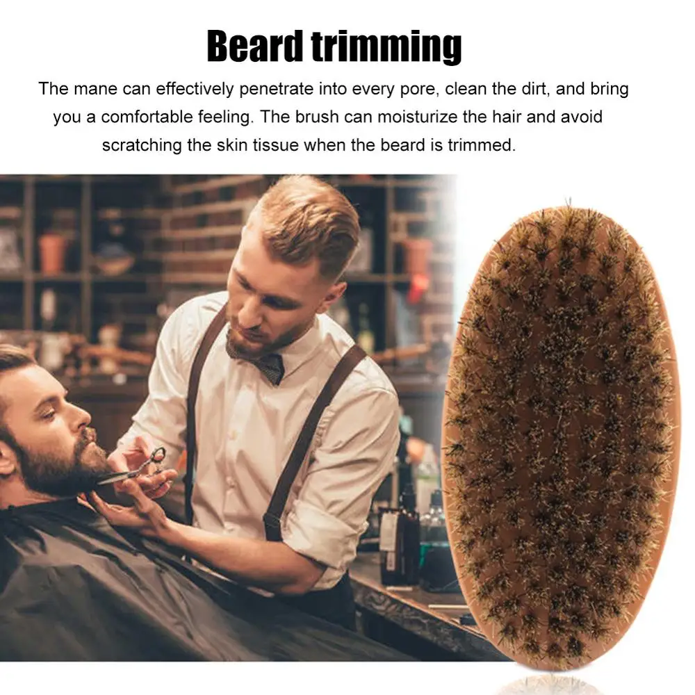 Высокое качество натуральная щетина кабана щетка для бороды мужчин бамбуковый