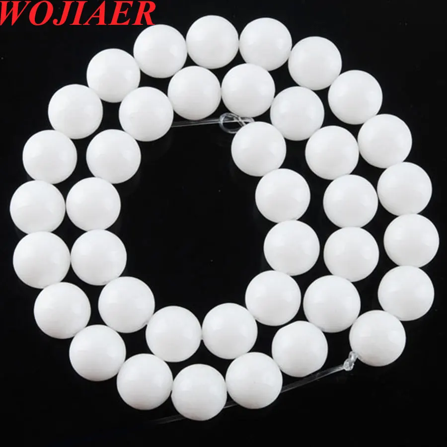 Круглые бусины разделители WOJIAER из белого натурального камня для изготовления ювелирных изделий браслетов