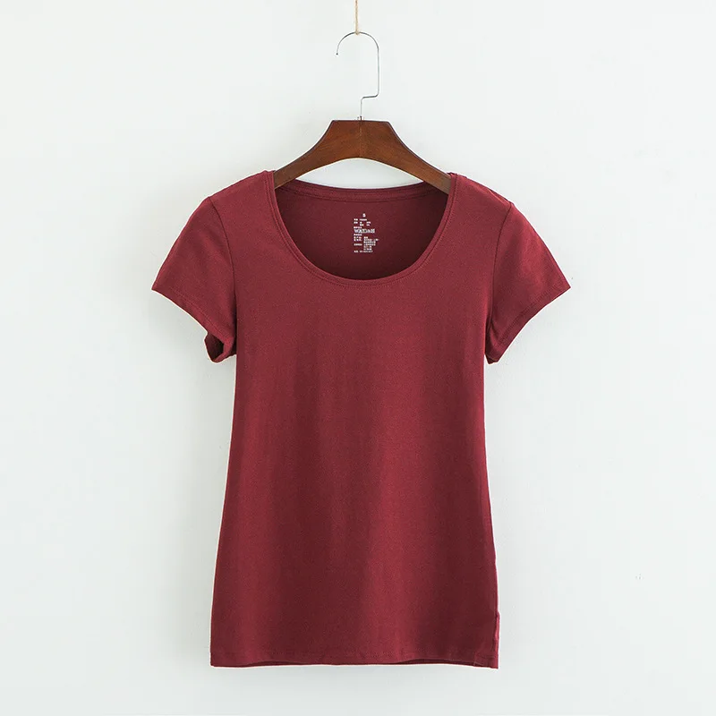 

T-Shirt Women 2020 Summer Fashion New Round Neck Jumper Cotton Solid Color Short-Sleeved T-Shirt Tide H0013