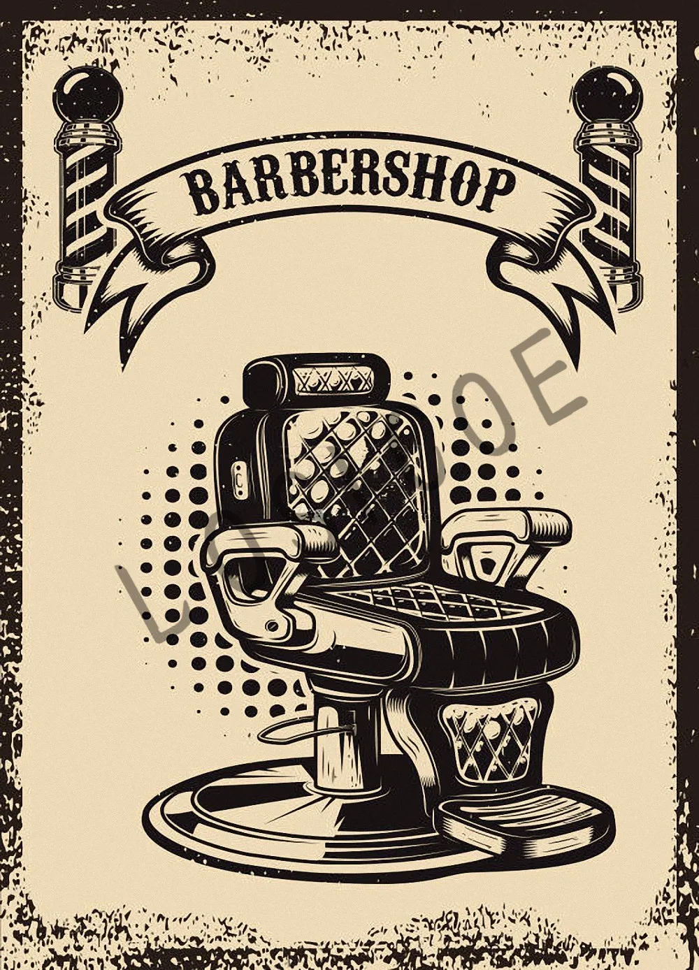 Старый ретро парикмахерские инструменты татуировки плакаты матовый крафт