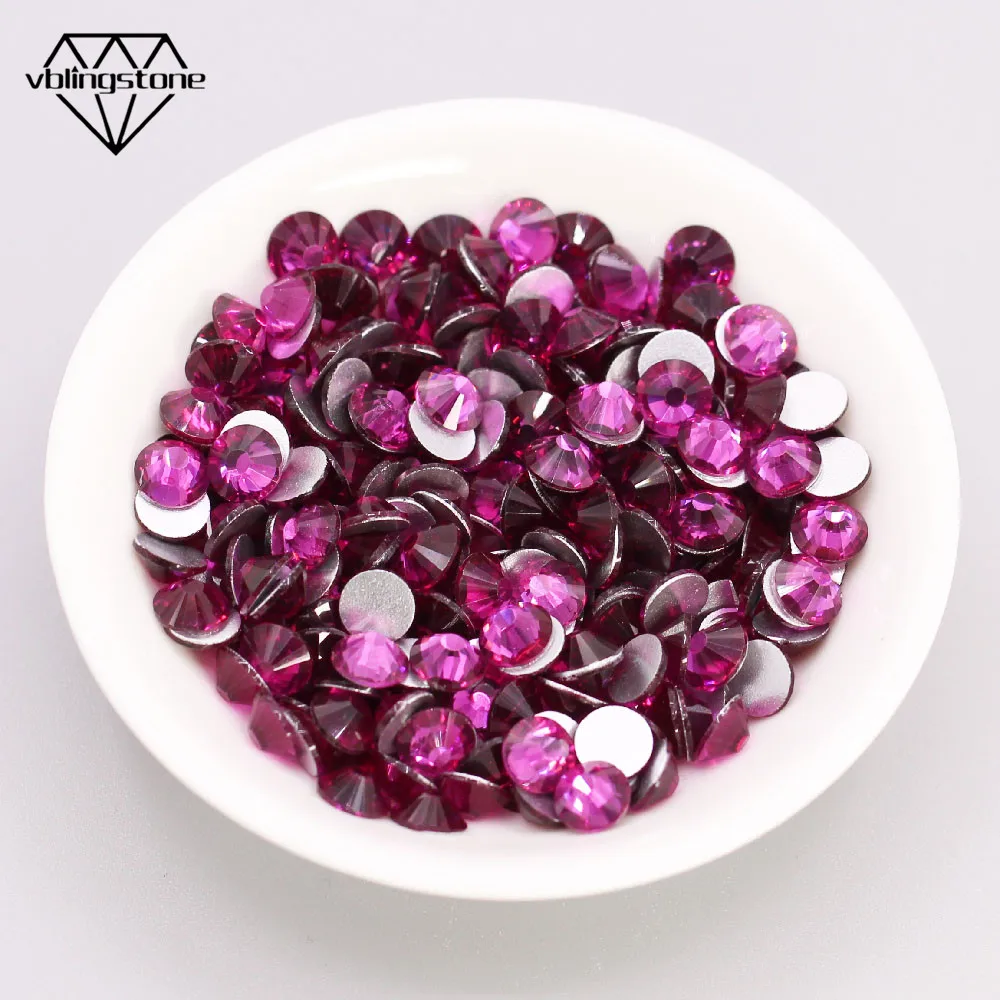 Фуксия Стразы для ногтей с плоской задней поверхностью стеклянные ногти