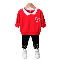 spring autumn baby girls casual costume toddler fashion t shirt pants kids square neck clothes children striped sport suits