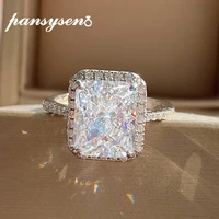 pansysen 925 sterling silver created moissanite diamond gemstone wedding statement finger rings for women luxury adjustable ring