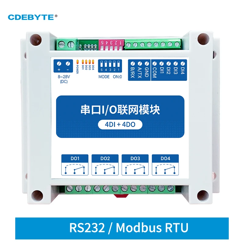 Modbus RTU Управление I/O сети модули серийный Порты и разъёмы RS232 Интерфейс 4DI + 4DO CDEBYTE