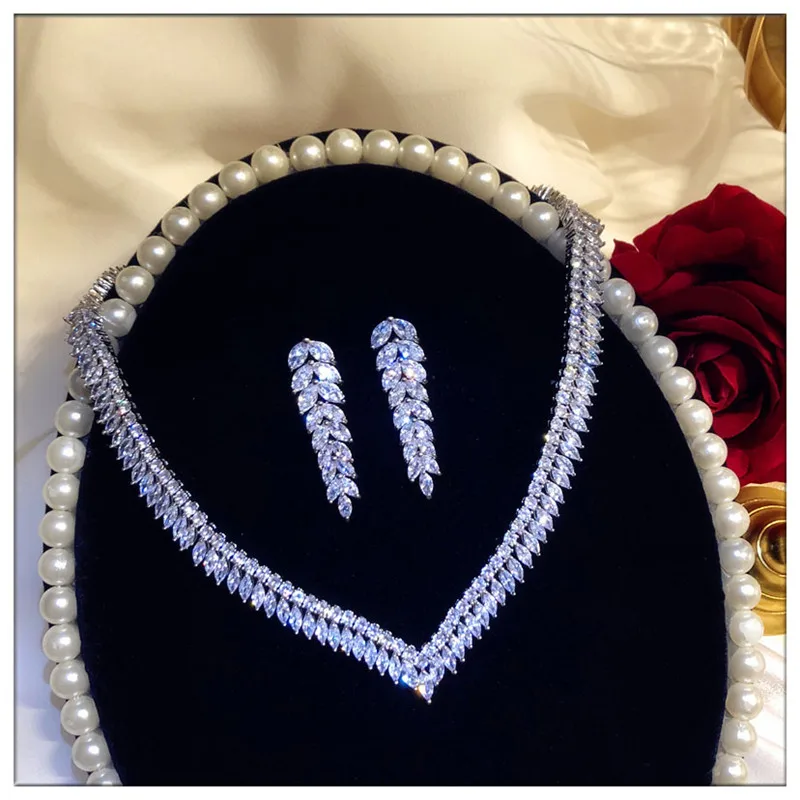 Комплект женских ювелирных украшений из стерлингового серебра 925 пробы с