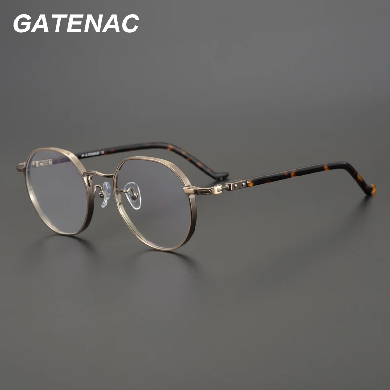 

Vintage Acetate Titanium Glasses Frame Men Polygon Optical Myopia Prescription Eyeglasses Frame Women Japan Luxury Brand Eyewear