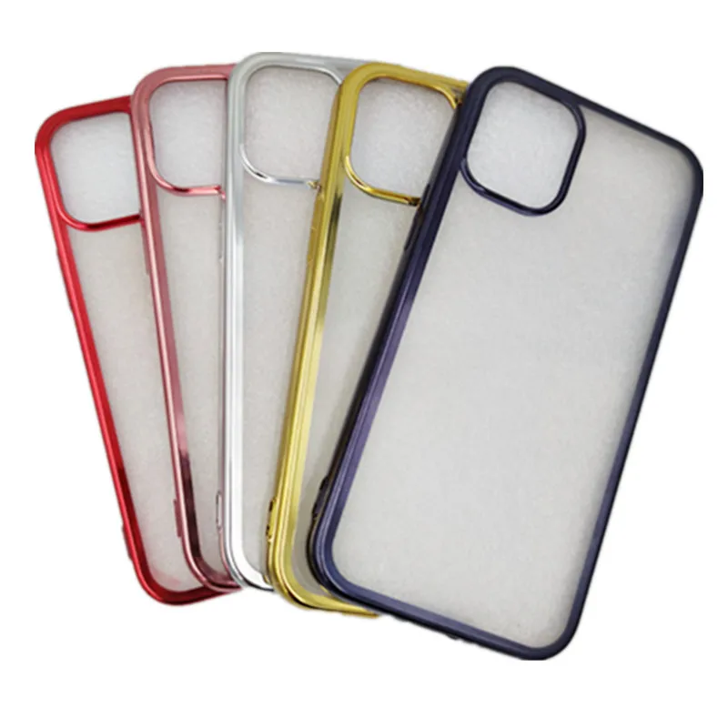 

200pcs Luxury Plating Clear Phone Case For iPhone 1312 11 Pro Max Mini X XR XS 7 8 Plus SE 2 2020 Transparent Soft Tpu Cover