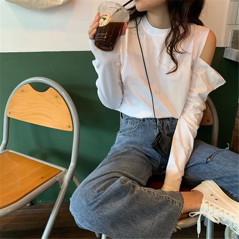 Женский Осенний свободный короткий свитер с длинными рукавами в Корейском стиле