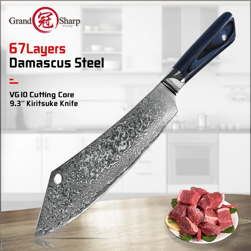 

Grandsharp Chef Knife Damascus Steel Broadsword Professional Kitchen Knife Ultra Sharp Beef Fish Knife Cleaver Butcher Knives