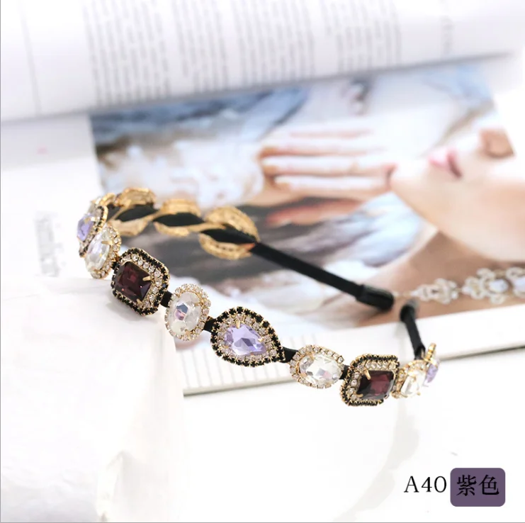 Новая повязка для волос с кристаллами в стиле барокко Золотая металлическая