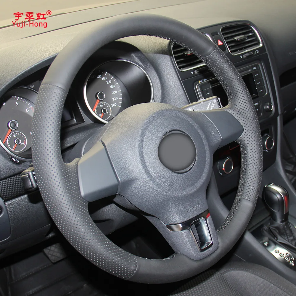 Чехол рулевого колеса автомобиля Yuji Hong из натуральной кожи для Volkswagen VW Golf 6 Santana
