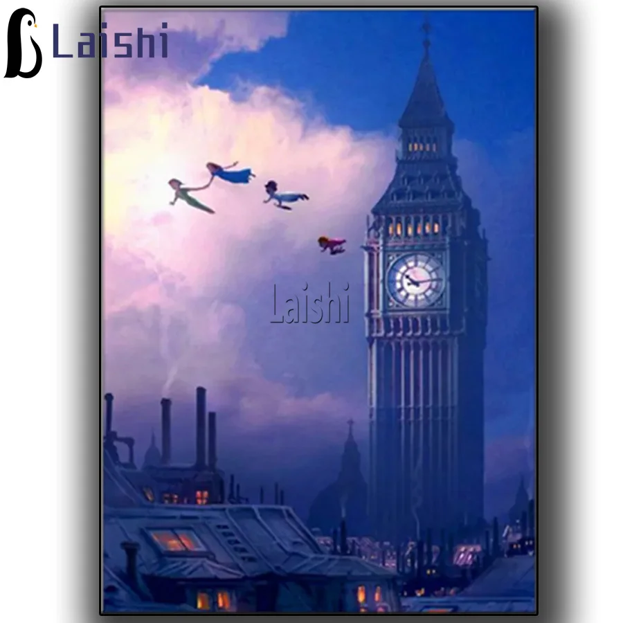 

Квадратные алмазов картина Биг Бен 5D DIY Алмазная вышивка крестиком на рисунке, мозаичный колокол башня Рисунок Аниме, украшение для дома, по...