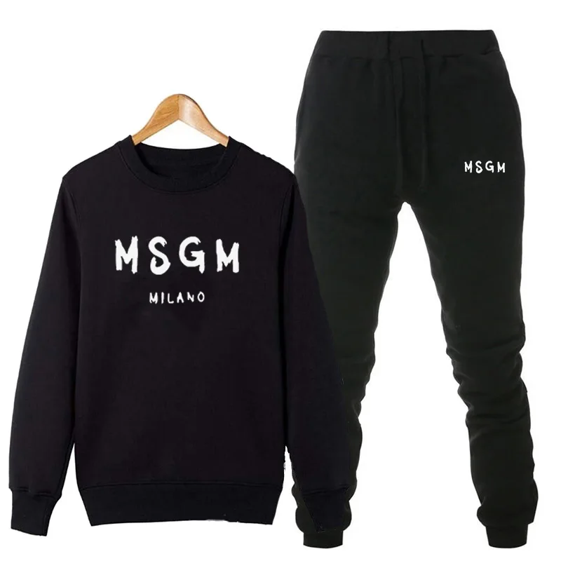 Мужские комплекты, спортивный костюм, теплые комплекты с принтом MSGM, модная спортивная одежда с толстовки, комплект из 2 предметов, осенне-зимний костюм для мужчин