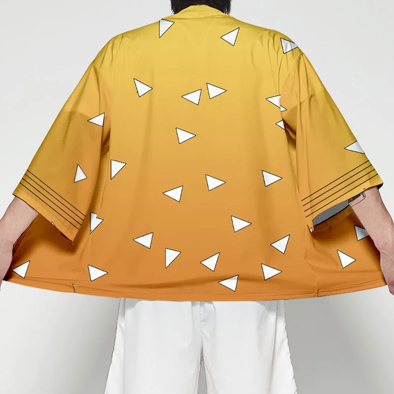 Кимоно для косплея хаори юката рассекающее демонов киметсу не Yaiba Agatsuma Zenitsu Kamado